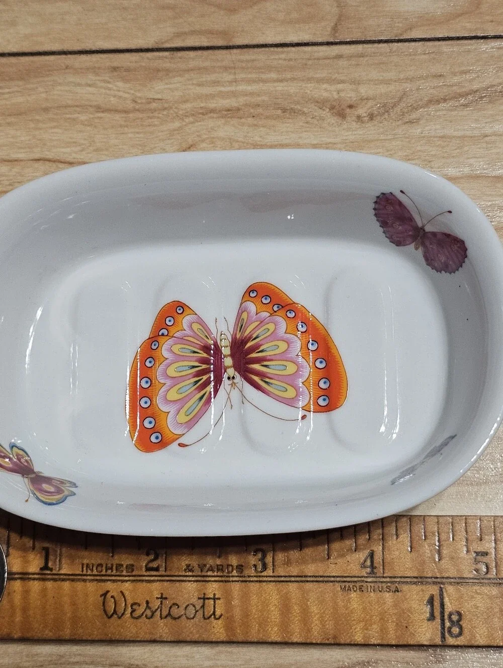 Counterpoint San Francisco Butterfly Bath Set 3pc Porcelain Multicolor Vintage
